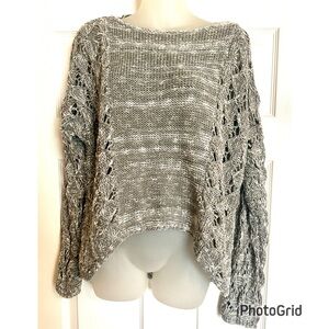Apt. 9 Women's Grey Open Knit Sweater with HiLo Hem